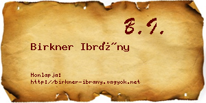 Birkner Ibrány névjegykártya
